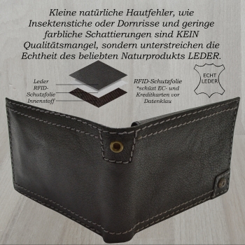 Herren Geldbörse Schwarzes Leder Portemonnaie Lozano